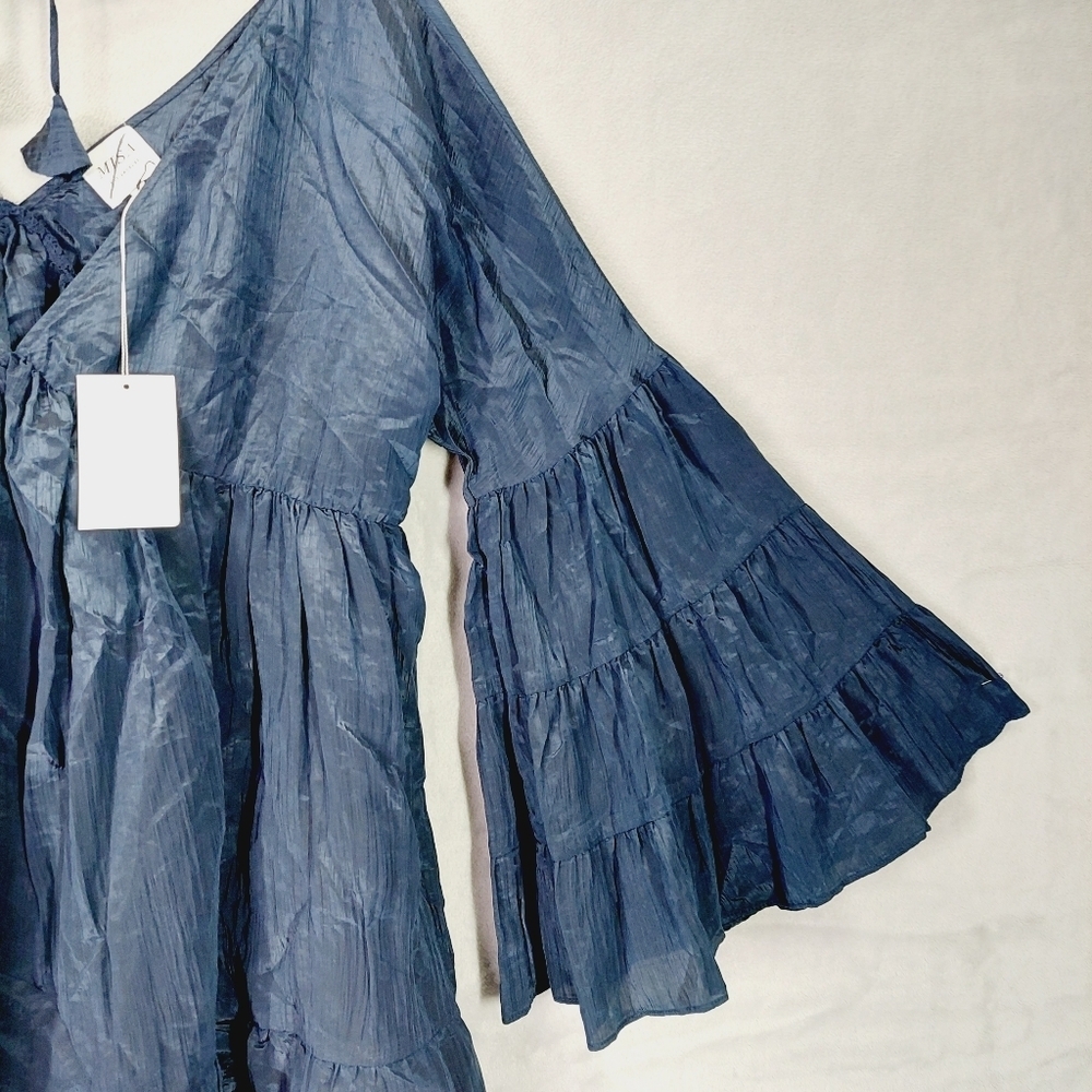New Misa Mahtab Tassel Babydoll Navy Blue Dress P3213 - Picture 5 of 11